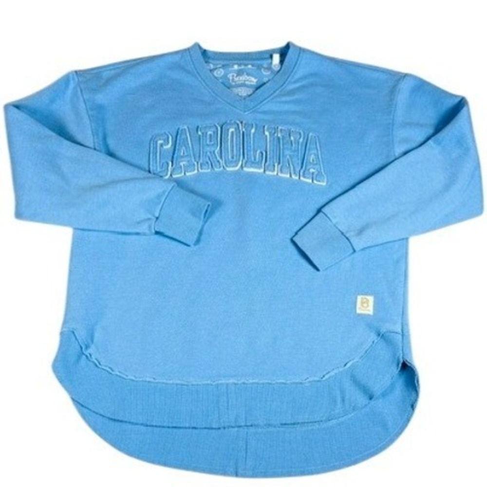 Pressbox Sweatshirt Womens Medium Carolina Blue V-Neck High-Low Raw Hem Pullover